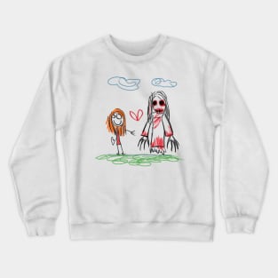 Nightmarish Scribbles: Unsettling Horrors Unveiled in Children's Drawings Crewneck Sweatshirt